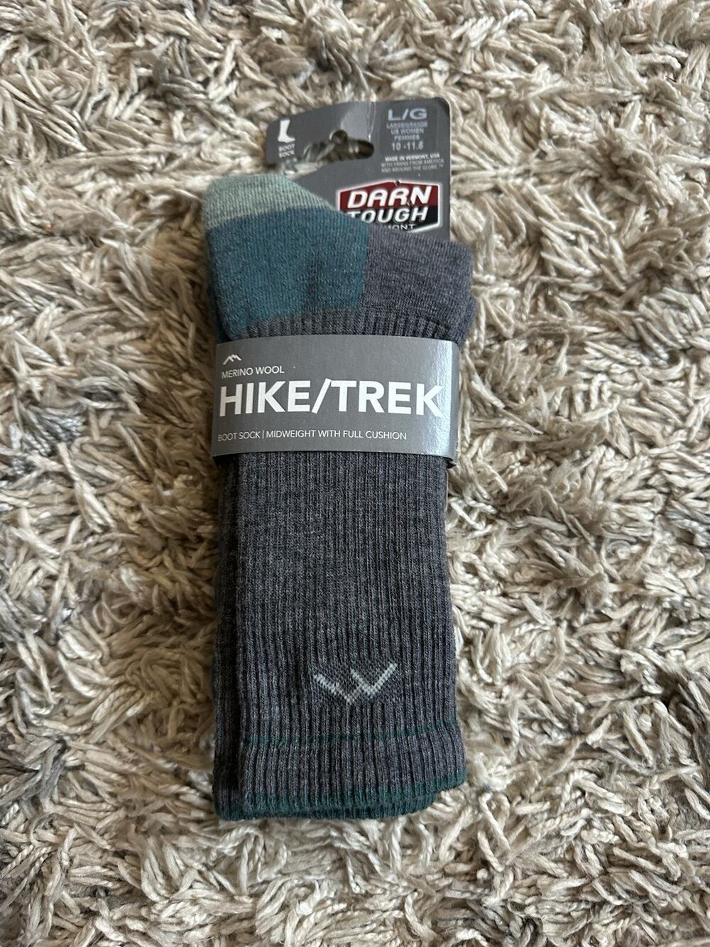 Darn Tough Vermont Hike/ Trek Merino Wool Boot Sock Womens Large Midweight Slate